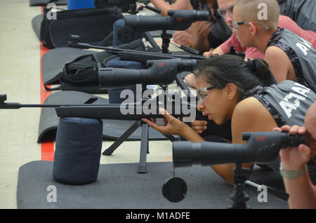 More than 200 members of the California Cadet Corps from 16 schools traveled to the California Military Institute in Perris, California, on Saturday for this year's State Academic, Athletic, Marksmanship, Community Emergency Response Team (CERT) Competition. Currently in more than 50 elementary, middle and high schools across the state and comprising 5,000 cadets, the Cadet Corps develops youths with leadership skills and discipline who perform well academically and serve their communities. Photo by Brandon Honig Stock Photo