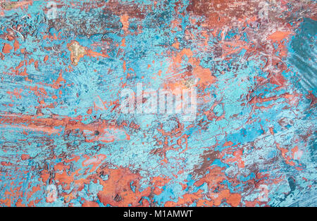 Grunge texture, several layers of paint peeling from fibegrass surface of a boat hull Stock Photo