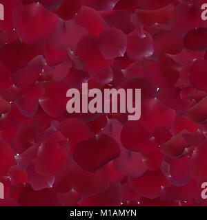 Seamless pattern background with Burgundy rose petals. Flowers vector illustration Stock Vector