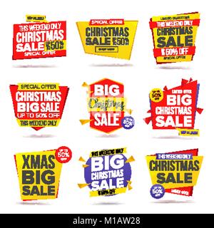 Biggest Xmas Offer Sale Banner Vector. Crazy Sale Poster. Isolated Illustration Stock Vector
