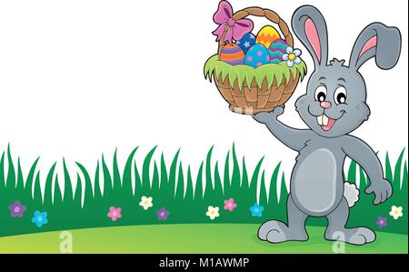 Bunny holding Easter basket topic 1 - eps10 vector illustration Stock ...