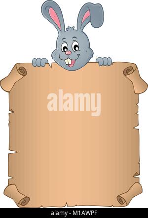 Parchment with lurking Easter bunny 4 - eps10 vector illustration Stock ...