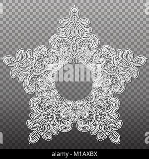 White star lace tapestry pattern. Vector isolated abstract intricate texture. Stock Vector