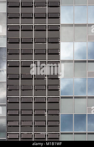 Solar cell panels on the side of a building in Shinjuku, Tokyo, Japan. Stock Photo