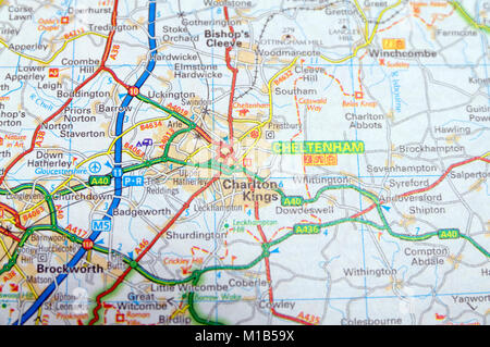 Cheltenham, United Kingdom atlas map town name - line drawing Stock ...