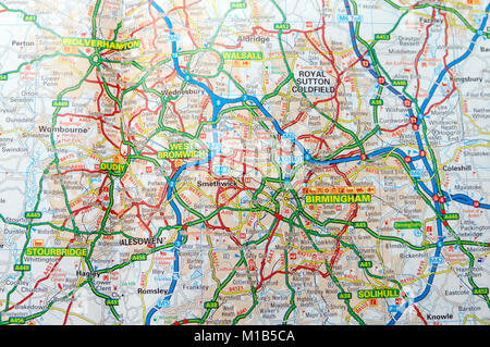 Road Map of Birmingham, England Stock Photo - Alamy