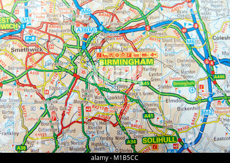 Road Map of Birmingham, England Stock Photo - Alamy