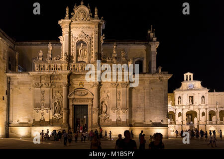 Lecce Cathedral at night. Lecce, Italy Stock Photo