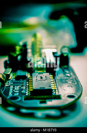 Computer chip. Board with microcircuits. Computer techologies Stock Photo