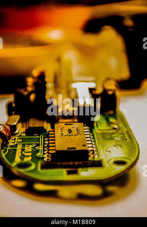Computer chip. Board with microcircuits. Computer techologies Stock Photo