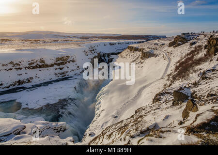 Gullfoss Waterfalls, Wintertime, Iceland Wintertime, Thingvellir National Park, Iceland Stock Photo