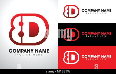 8D Initials Lettermark Symbol Logo Vector Graphic Design Stock Vector