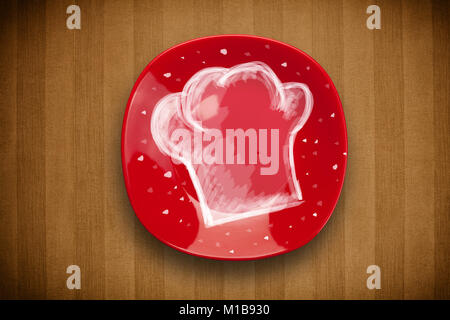 Colorful plate with hand drawn white chef symbol on grungy background Stock Photo