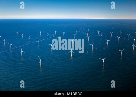 The Netherlands, IJmuiden, Wind Turbines Park Called Offshore Windpark ...