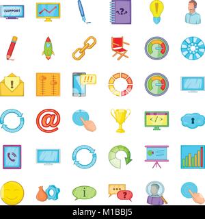 Managing icons set, cartoon style Stock Vector