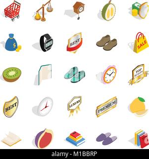 Perfection of body icons set, isometric style Stock Vector