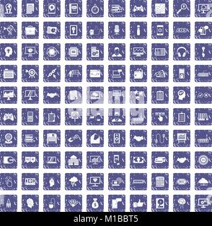 100 web development icons set grunge sapphire Stock Vector