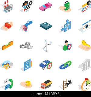 Commercial icons set, isometric style Stock Vector