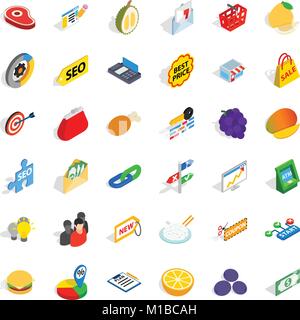 Financial trading icons set, isometric style Stock Vector