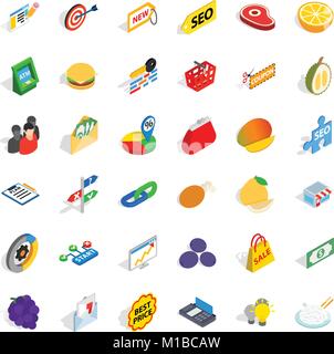 Fiscal icons set, isometric style Stock Vector