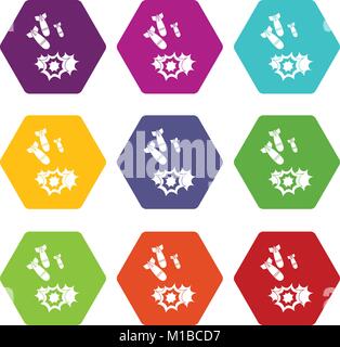 Bomb icon set color hexahedron Stock Vector Image & Art - Alamy