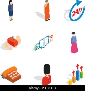 Human capacity icons set, isometric style Stock Vector