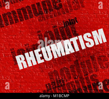 Modern medical concept: Rheumatism on Red Wall . Stock Photo
