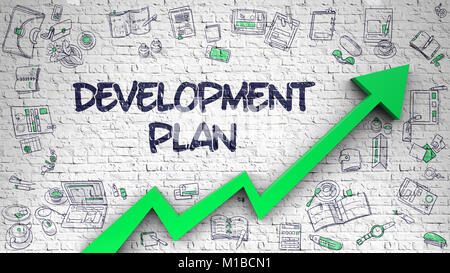 Development Plan Drawn on Brick Wall.  Stock Photo