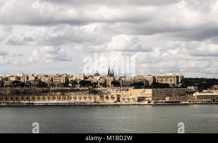 A view of the Valletta Waterfront in Malta as seen from Senglea. Stock Photo