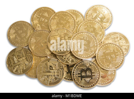 Golden Bitcoin digital currency, financial industry Stock Photo