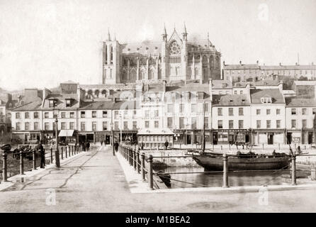 Cathedral, and docks Cobh (Queenstown), Ireland. c.1890 Stock Photo