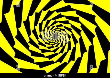Spiral of rotating squares, Spiral from squares - black and yellow pattern Stock Vector