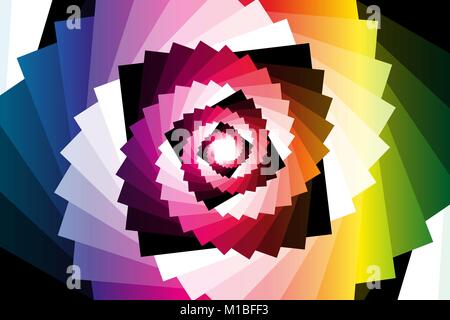 Spiral of rotating squares, Spiral from squares - color pattern Stock Vector