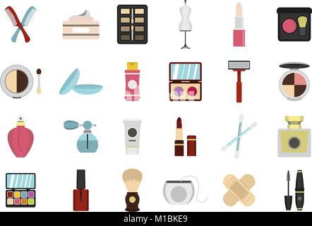 Beauty element icon set, flat style Stock Vector