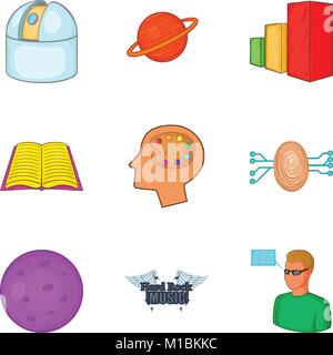 Brilliant thought icons set, cartoon style Stock Vector