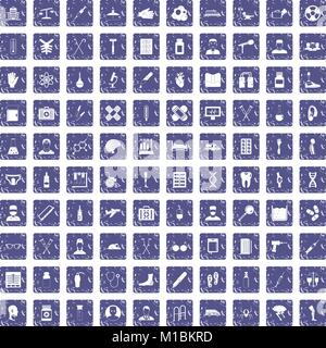 100 ambulance icons set grunge sapphire Stock Vector