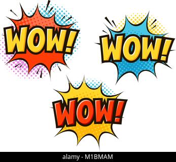WOW in pop art retro comic style. Cartoon slang vector illustration Stock Vector