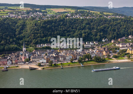 View to St. Goar in the Upper Middle Rhine Valley, Germany, Stock Photo
