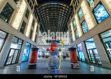 BERLIN - DECEMBER 18, 2017: The shopping center 'Mall of Berlin' at Leipziger Platz in the Christmas illumination. Stock Photo