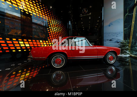 BERLIN - DECEMBER 21, 2017: Showroom. Sports car Mercedes-Benz 280SL Concours Edition (W113), 1968. Stock Photo