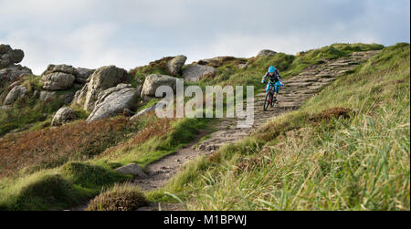 Land's End, Sennen Mountain Biking Stock Photo