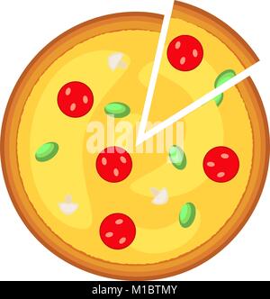 Colorful pizza slice fast food icon poster. Stock Vector