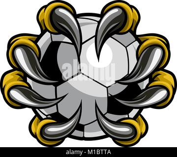 Monster animal claw holding Soccer Football Ball Stock Vector