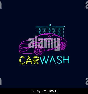 Car wash logo on a dark background Stock Vector