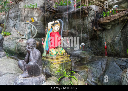 Some statues in the courtyard of Wat Saket temple in Bangkok Stock Photo