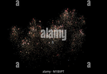 Fireworks in the night against black background Stock Photo