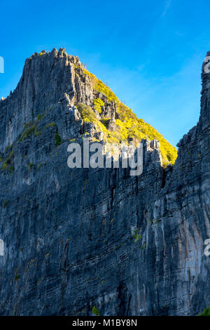 Phi Phi Island Krabi Thailand January 30, 2016 The sheer cliffs of Koh Phi Phi Lee rise hundreds of feet into the air. Stock Photo