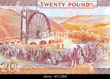 Isle of Man Twenty 20 Pounds Bank Note Stock Photo