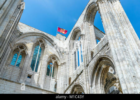 Old abbey church Saint-Pierre at Saint-Wandrille-Rançon, Seine-Maritime, Normandie, France, Europe Stock Photo