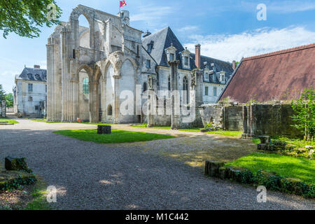 Old abbey church Saint-Pierre at Saint-Wandrille-Rançon, Seine-Maritime, Normandie, France, Europe Stock Photo